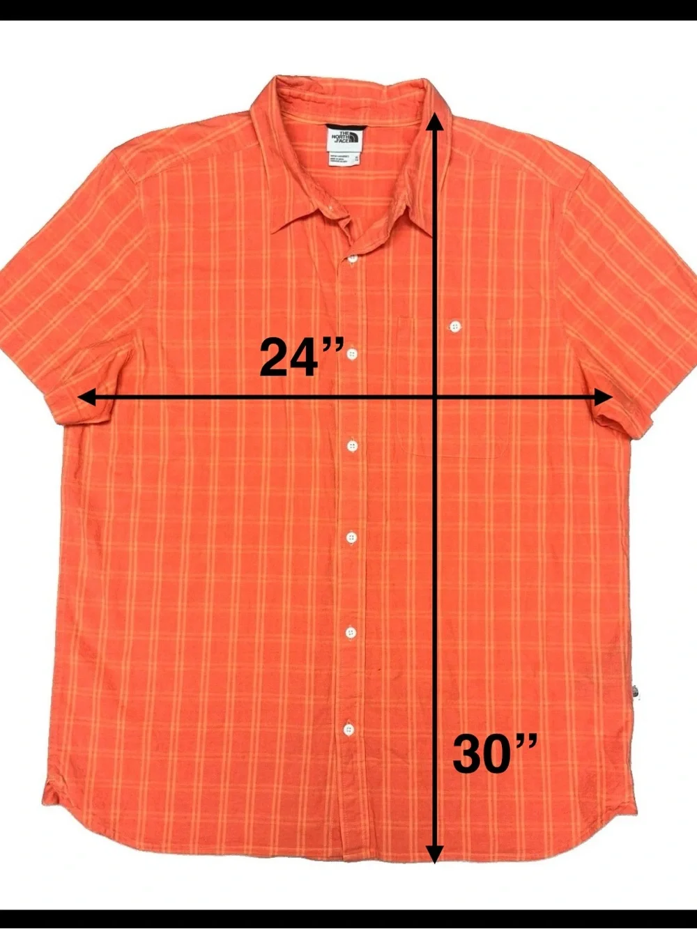 The North Face Loghill Men's Orange Plaid Short-Sleeve Button-Up Shirt